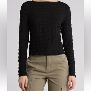 Elodie long sleeve textured crop top